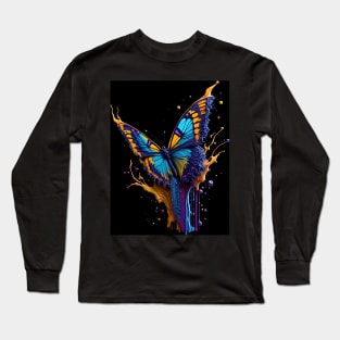 Splash Art of a Colorful Butterfly Long Sleeve T-Shirt